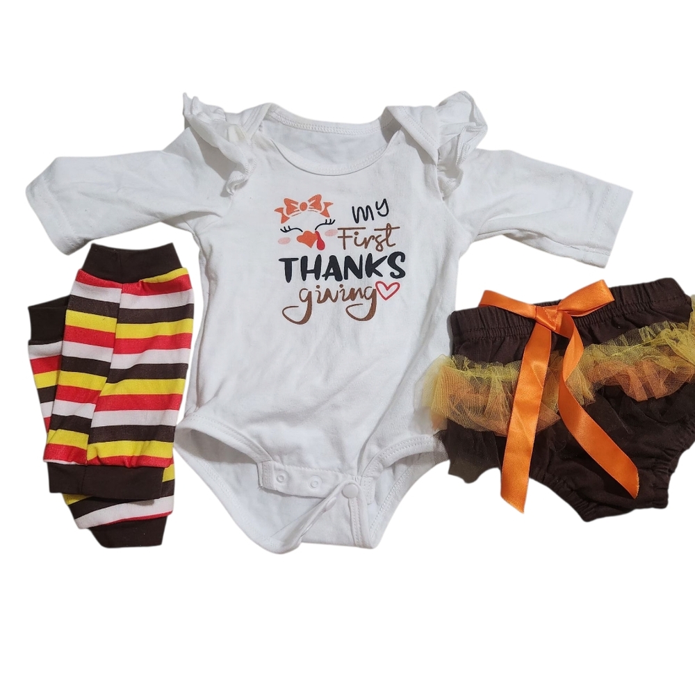 1st Thanksgiving Turkey Baby Girl Outfit